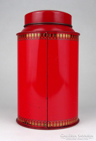 1H512 Régi piros Jacksons of Piccadilly pléh doboz 16.5 cm