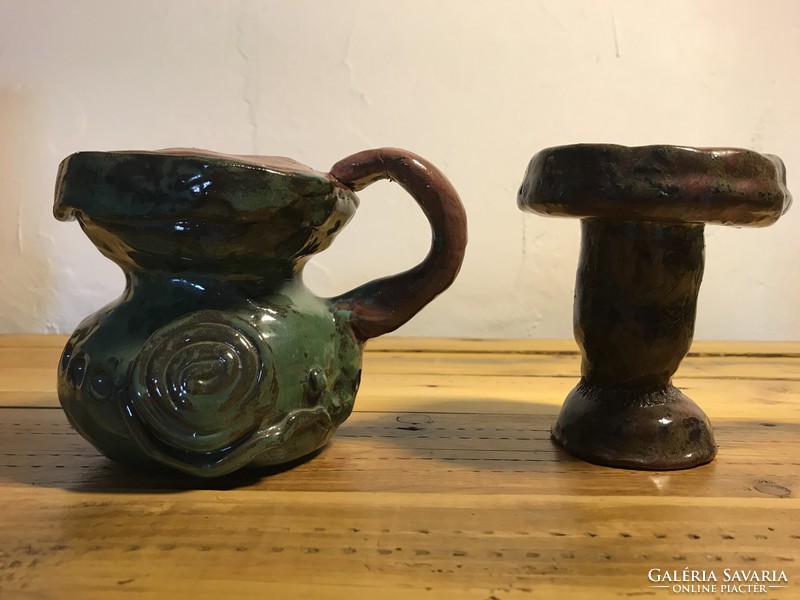Modern ceramic vase with jug and table disc in pair p-3