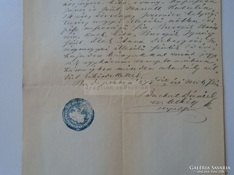 Za393.7 Old document signed by Archbishop Daniel Bachát of Budapest -1875 János Kapuszter