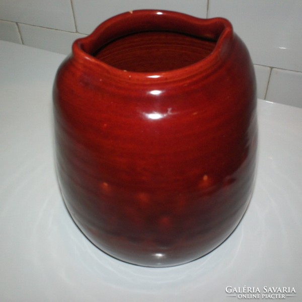 AKCIÓ Retro jelzett kerámia váza stabil hasas tömött zsák forma