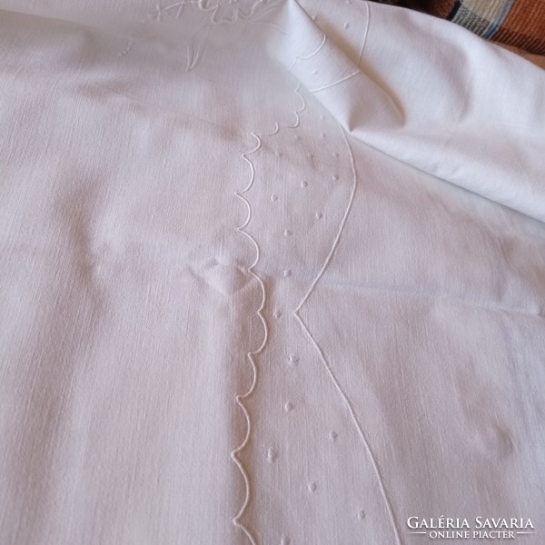 Embroidered cotton pillowcase, 83 x 76 cm