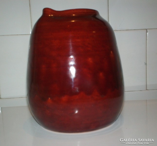 AKCIÓ Retro jelzett kerámia váza stabil hasas tömött zsák forma