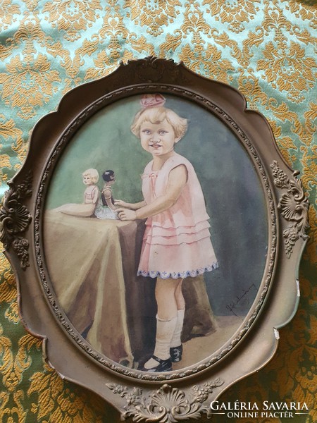 Régi  érdekes 1933 as különleges kislány ábrázolás