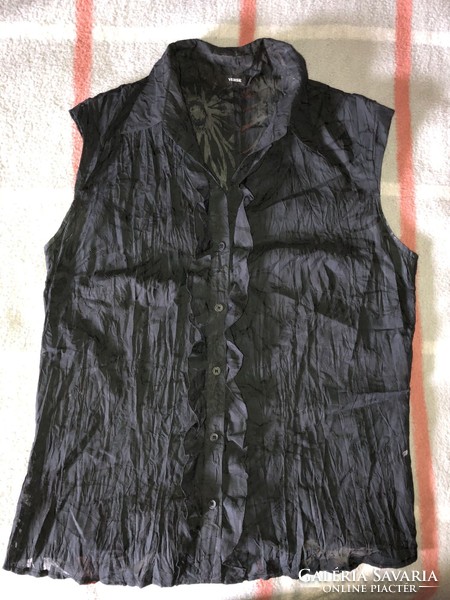 Verse black transparent floral pattern women's top, shirt