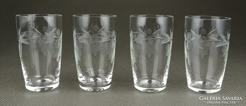 1H868 old polished glass cup set of 4 pieces