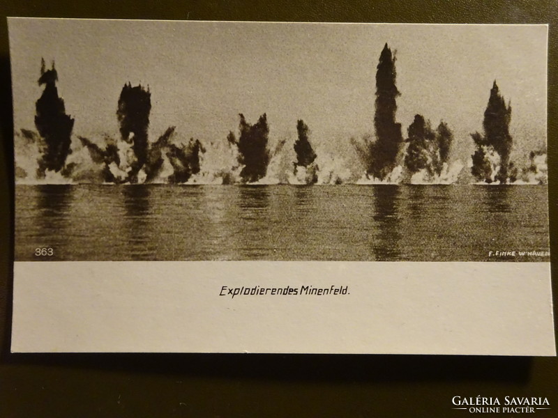Felrobbanó torpedók I. világháborús német képeslap