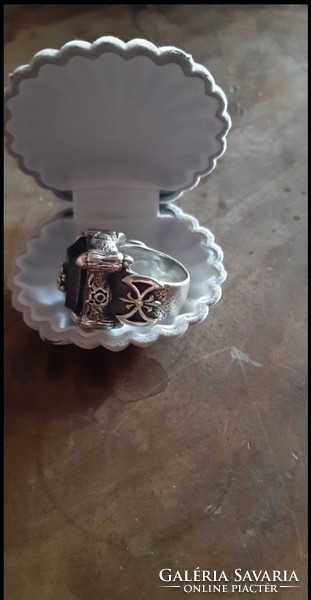 Vintage viking motorcycle silver ring