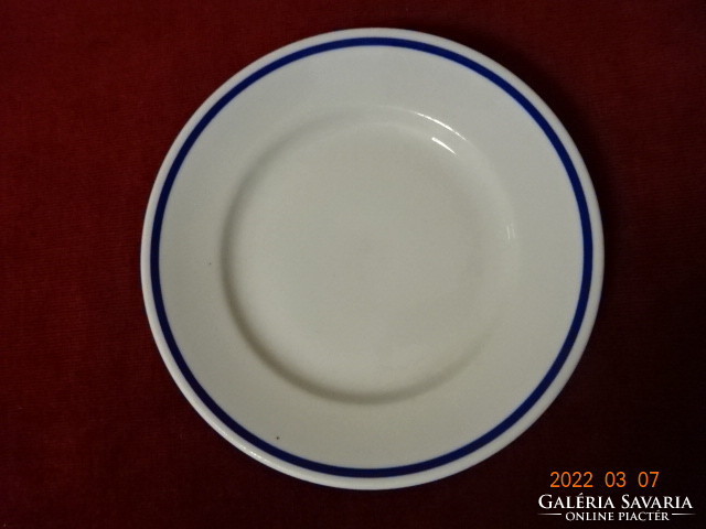 Zsolnay porcelain small plate with blue stripes. Diameter 18 cm, used. He has! Jókai.