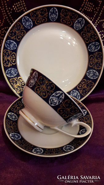 Cobalt blue tea cup with plates, breakfast set (l2063)