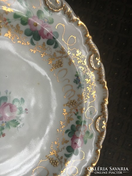 Antik, Biedermeier Elbogen tányér, 1839. Plusz ajándék tányértartó!