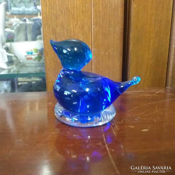 Blue glass ornament bird figurine.