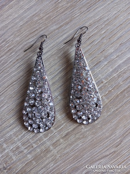 Large drop shaped rhinestone earrings