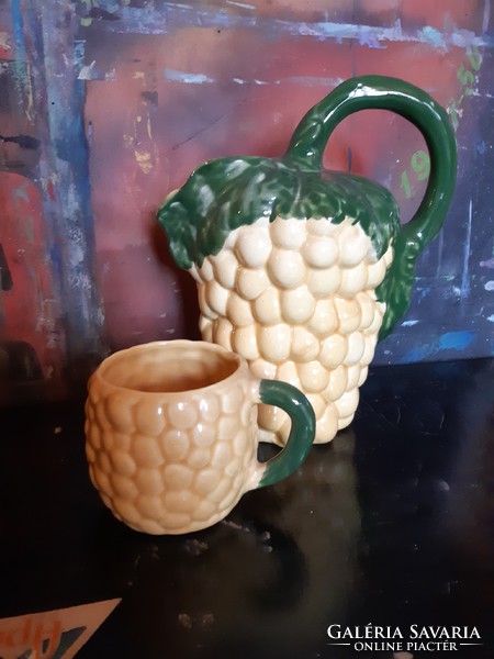 Grape patterned porcelain jug and mug