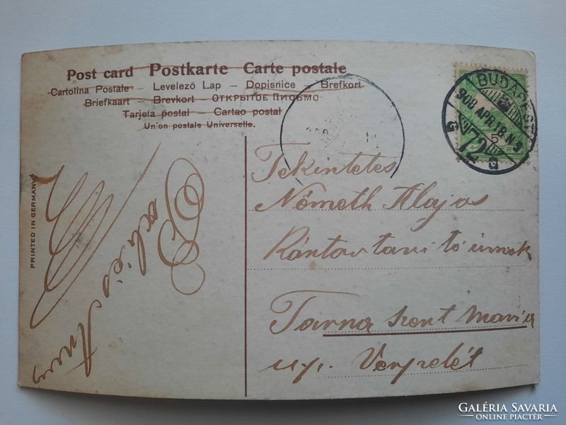 Antik levelezőlap, képeslap, húsvéti üdvözlőlap, 1908