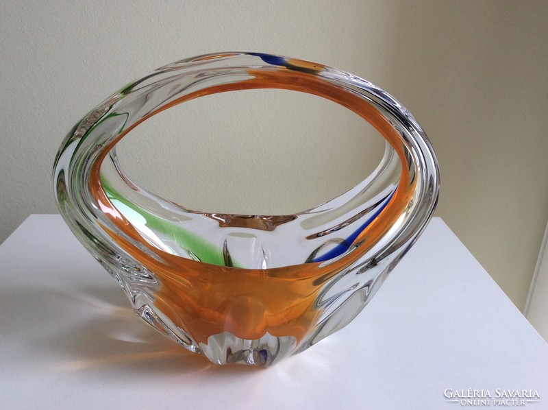 Retro Czech glass basket (f. Zemek - rhapsody series)