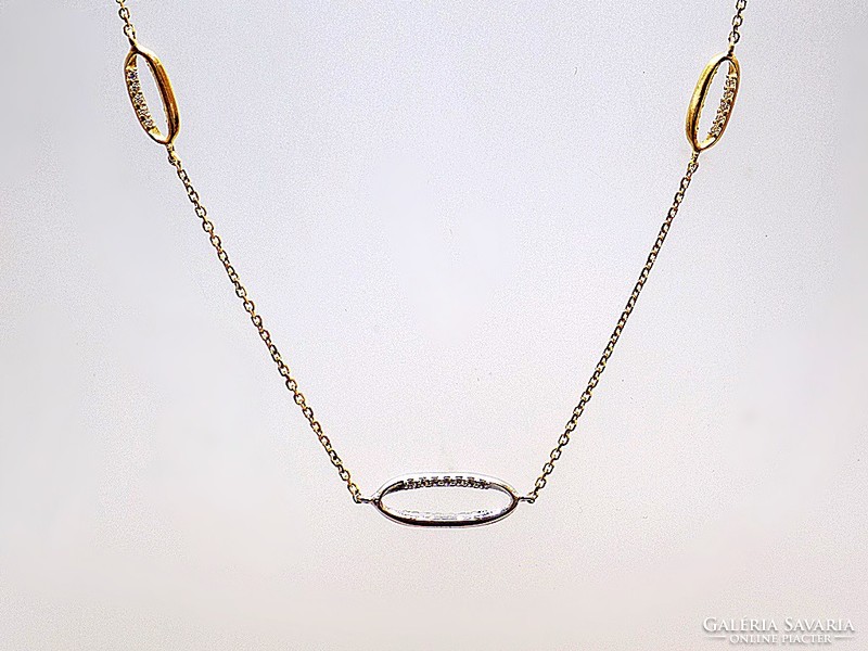 Stone yellow and white gold necklace (zal-au80749)