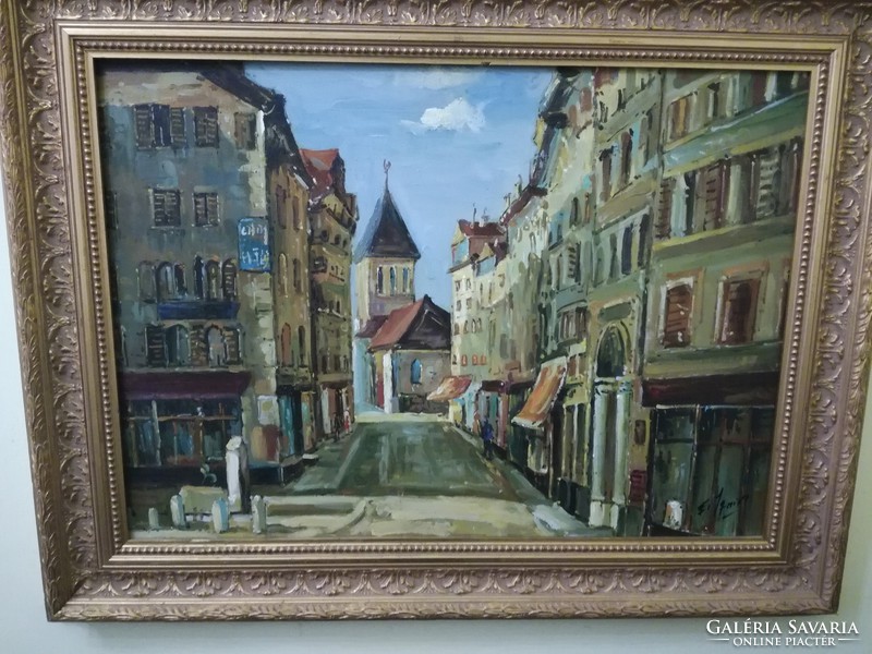 Ei Iqmin. Város részlet  "Galeri Tableaux"Geneve galériát megjárt festmény.