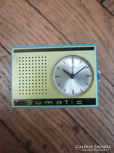 Ruhla sumatic mini travel alarm clock in original case 1960s-70s