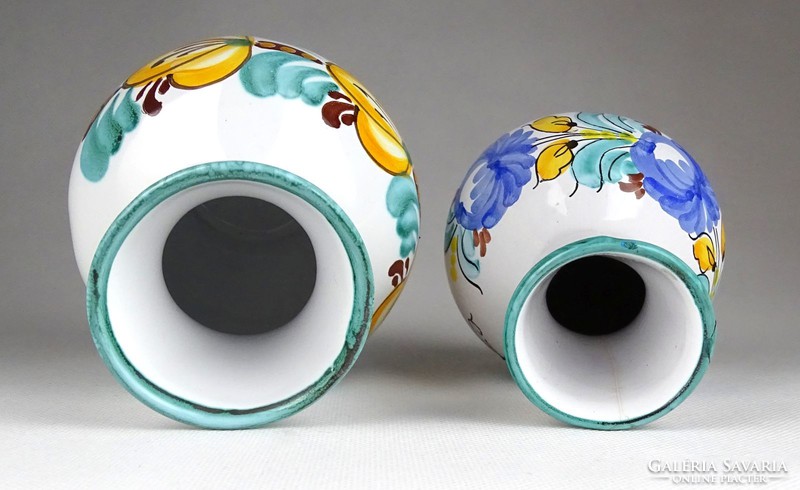 1H922 Haban patterned floral ceramic vase 2 pieces