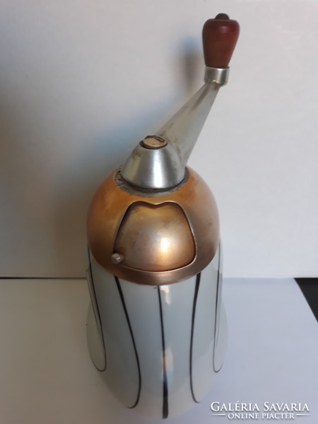 Old Hungarian art deco porcelain coffee grinder is a rarity