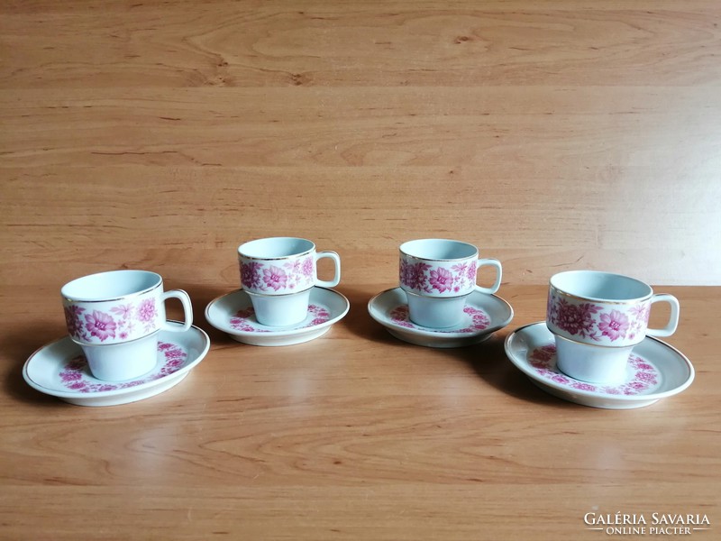 Hollóházi porcelán kávés csésze készlet 4 személyes (z-3)