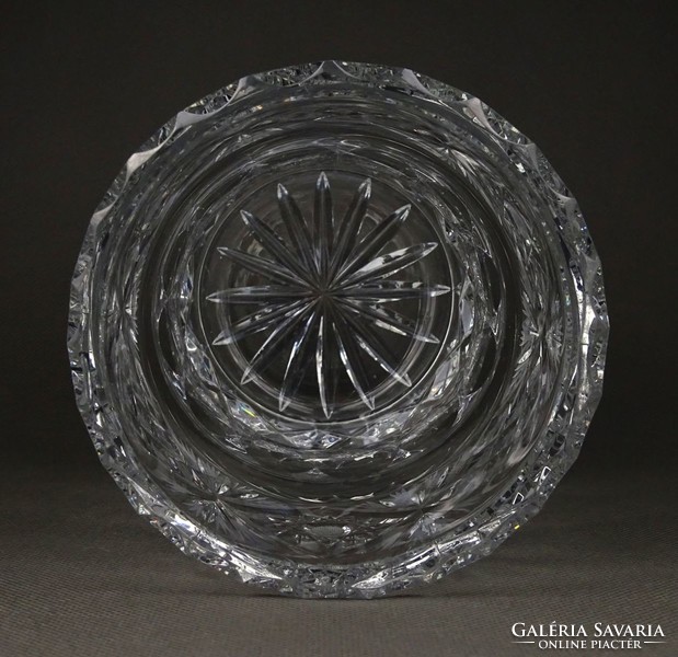 1H692 Nagyméretű csiszolt ólomkristály váza virágváza 20 cm