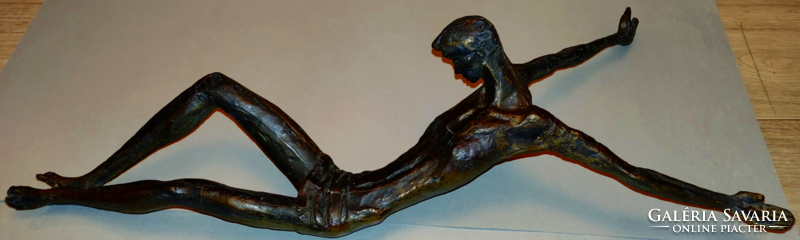 Kiss Sándor ( 1925 - 1999 ) nagy méretű bronz korpusz Krisztus szobor 60 cm Jézus szobor