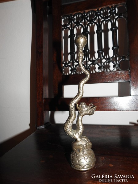 Tibetan silver dragon candlestick - a traditional Tibetan work of art