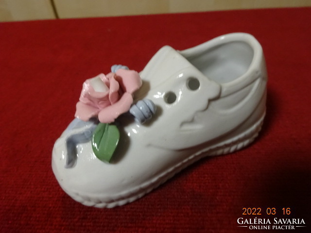 German porcelain sneakers with rose pattern, length 10 cm. He has! Jókai.