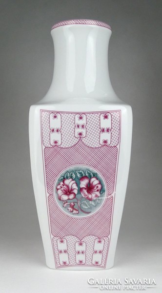1H680 Nagyméretű rózsaszín Hollóházi porcelán váza 37 cm