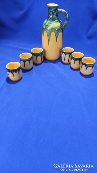 Yellow and green glazed pottery company in Magyarszombatfai, small drink set