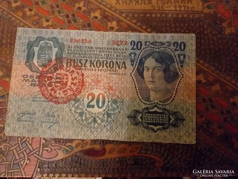 1913-as 20 Korona I kiadás MAGYARORSZÁG bélyegzett