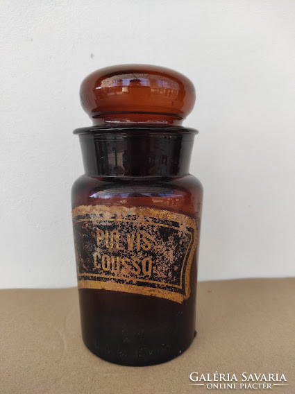 Antique doctor medicine pharmacy jar with glued paper inscription 5129