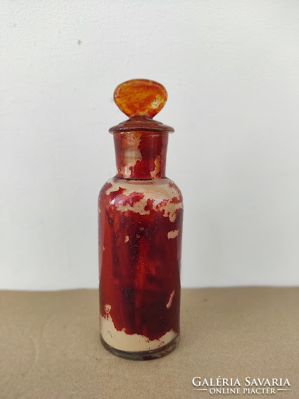 Antique doctor medicine pharmacy jar with glued paper inscription myrrhae 5133