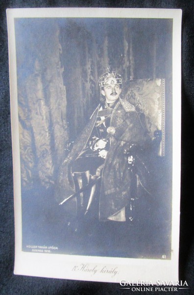 Coronation Buda 1916 last Hungarian king iv. Charles photo - postcard charcoal shot