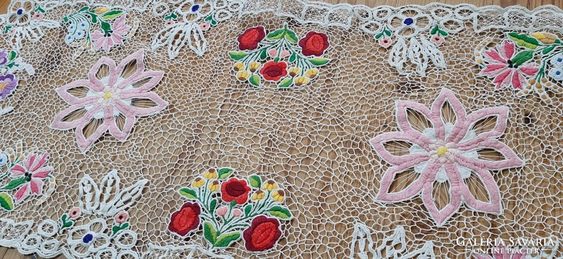 Embroidered tablecloth, needlework, running 80 x 35 cm.
