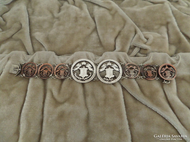 Antique silver money bracelet