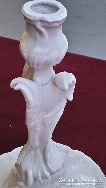 Old white baroque style rocodular Herend candlestick