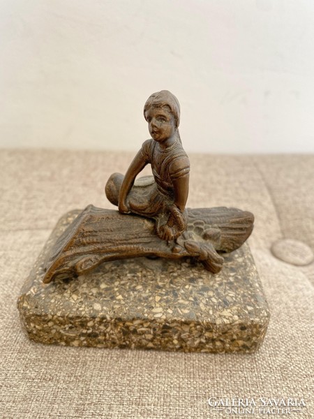 Bronze little girl statue a9