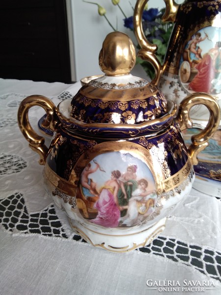 Antique alt wien porcelain coffee set with beautiful markings and thick gilding!