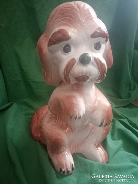 Hatalmas antik pitiző porcelán kutyus