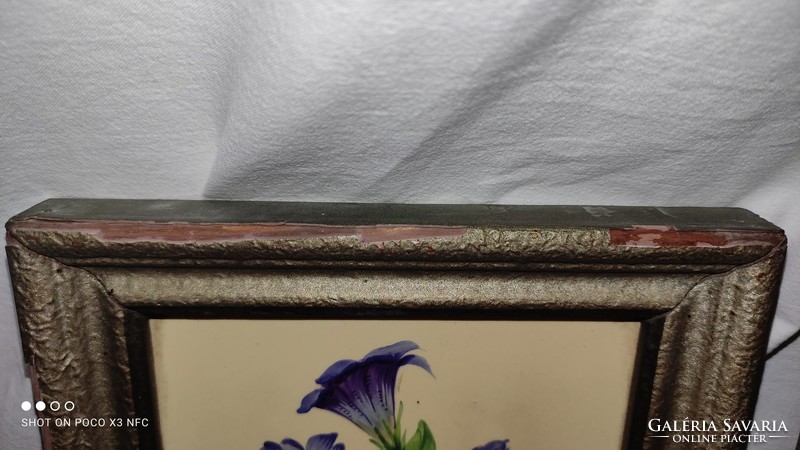 Pay one get two sale! Meissen porcelain tile picture hand painted violet flower framed