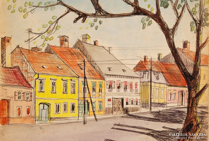 Legány Zoltán (1911-1993): Kőszeg, Fürst S. utca, 1965 - kiállításon szerepelt