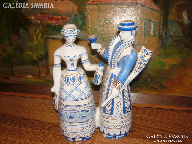 Különleges – kézzel festett Hollóházi mulató pár