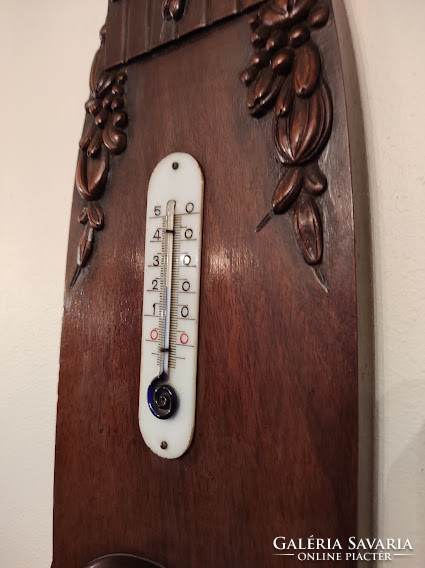 Antik art deco fali hőmérős barométer működő 856 5223