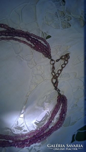 Decorative purple enamel necklace with a string of purple pearls