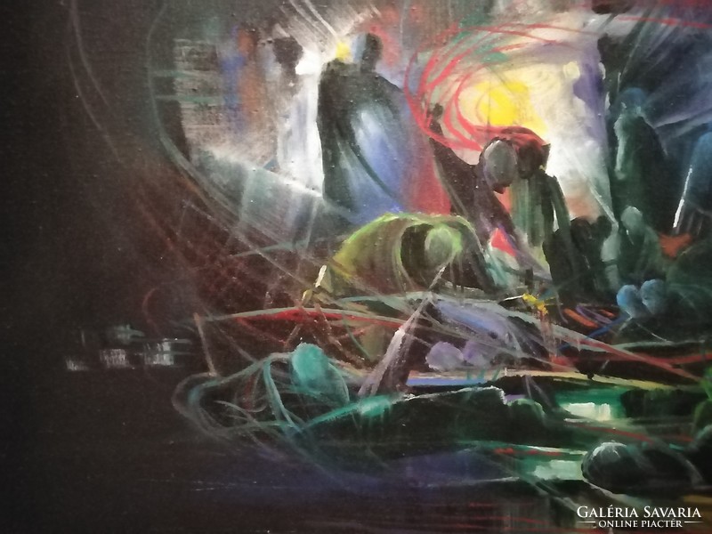 Puja Rezső "Purgatórium" 70x50cm  szürrealista festménye