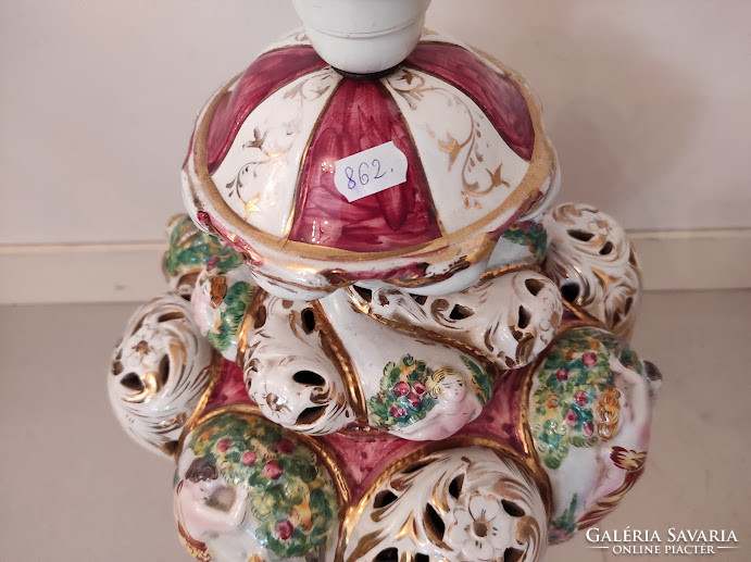 Antik capodimonte Capo di monte dúsan aranyozott sokalakos porcelán asztali lámpa 5228