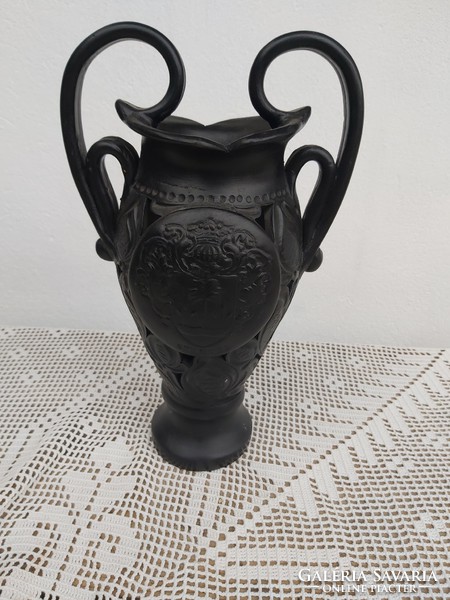 Beautiful black ceramic vase for nostalgia collector village peasant