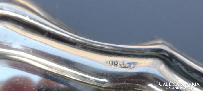 Ezüst (800) fésülködő, pipere szett, 2 db kefe és tükör